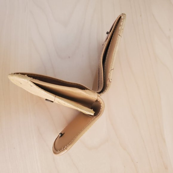 Allen Edward AE Leather Wallet Tan with Map Print small size Pre-Owned - Picture 8 of 10